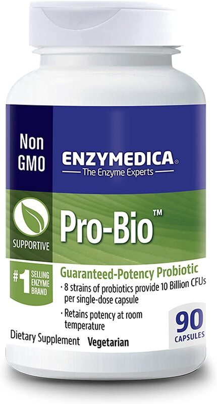 Enzymedica Pro-Bio Shelf Stable Probiotic for Healthy Digestion, 10 Billion CFU, 90 Capsules