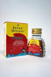 Seven Oceans Cod Liver Oil Capsules with Omega-3, 100 Capsules
