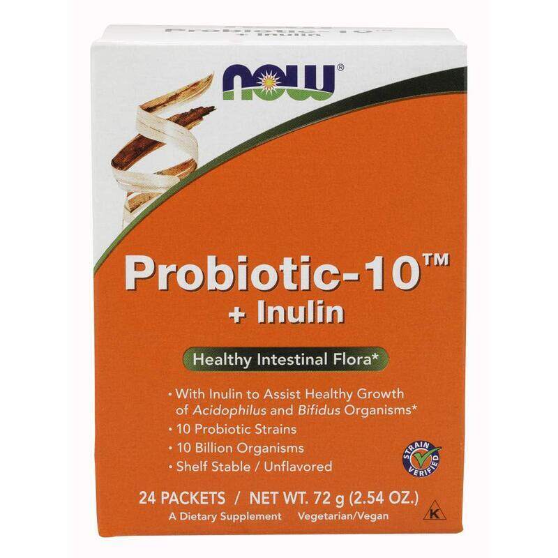 

Now Foods Probiotic-10 + Inulin Dietary Supplement, 24 Sachets