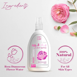 Bioghar Organic Rose Water 100% Pure Rosa Damascena Face Mist, 125ml