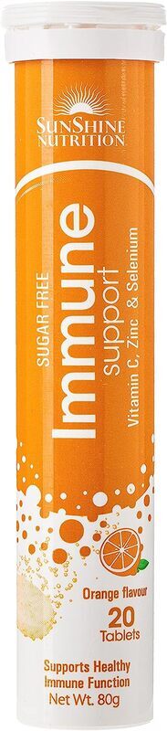 Sunshine Nutrition Immune Support Orange Flavour Effervescent, 20 Tablets