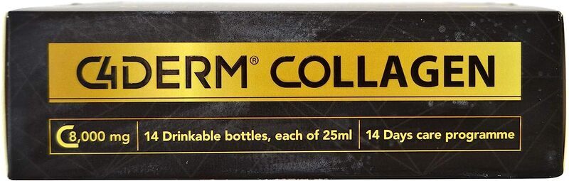 C4 Derm Premium Halal Collagen Drink for Glowing Skin, 14 Bottles x 25ml