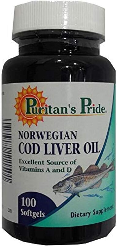 Puritan's Pride Norwegian Cod Liver Oil Softgel, 100 Softgels