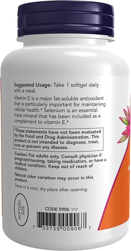 Now Supplement Vitamin E 400 IU Mixed Tocopherols, Antioxidant Protection, 100 Softgel