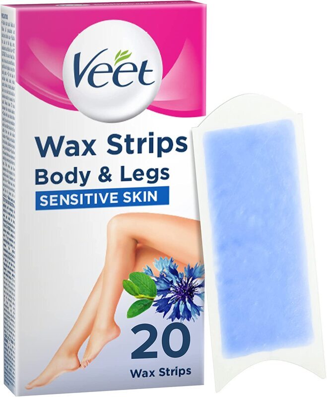 Veet Ready To Use Wax Strip for Sensitive Skin, 20 Pieces