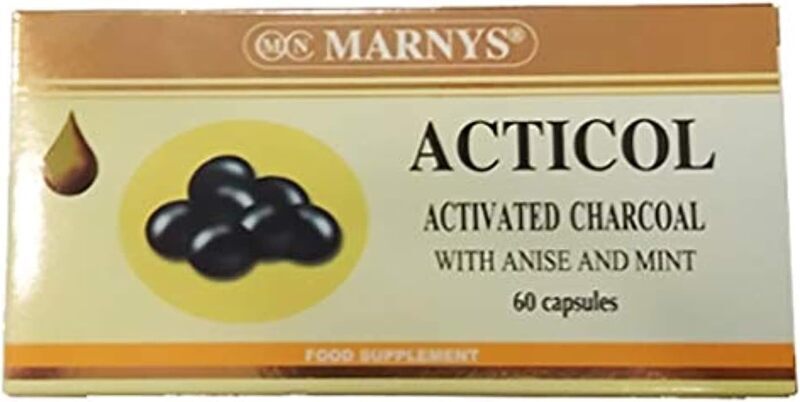 Marnys Acticol Activated Charcoal Capsules, 60 Capsules