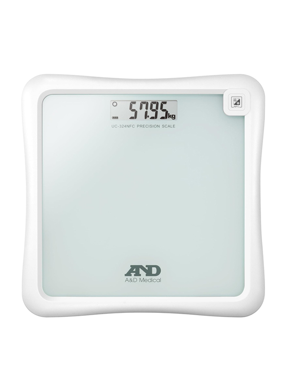 A&D Medical Medical Precision Health Weighting Scale with Wireless Smartphone Connection, UC-324NFC, White