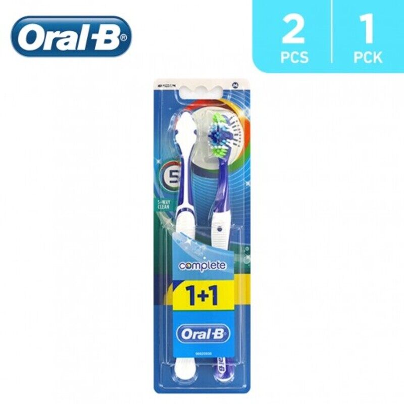 

Oral B Complete 5 Way Clean 40 Medium Toorhbrush (1+1)