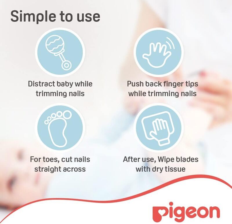 Pigeon Safety Nail Scissors with Cap For Baby'S Soft Nails BPA Free, White