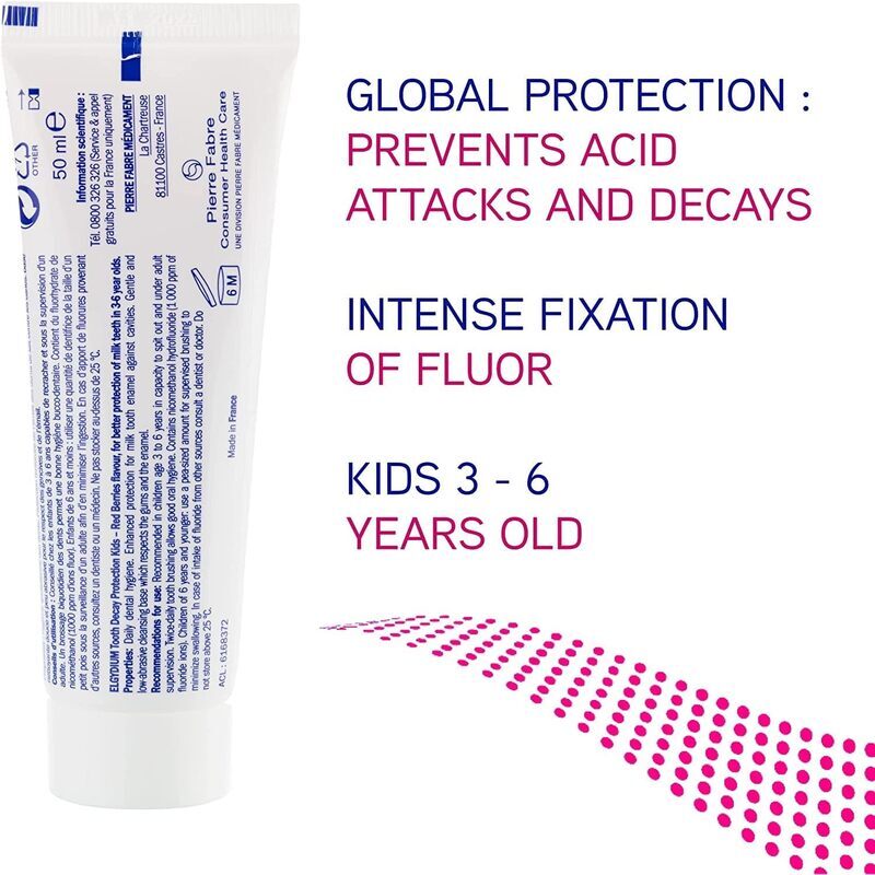 Pierre Fabre 50ml Elgydium Tooth Decay Protection Red Berries Toothpaste Gel for Kids