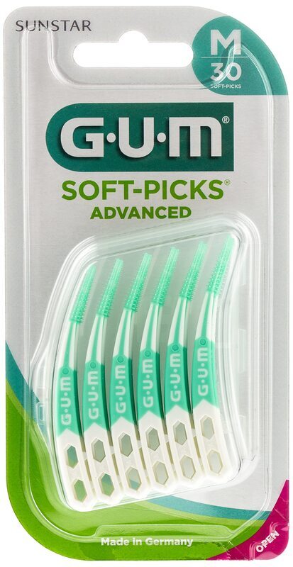 Gum M Soft Picks Advanced with Flexible, Rubber Bristles & Fluoride, 30 Pieces