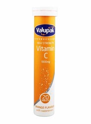 Valupak Vitamin C 1000mg Effervescent Tablets with Orange Flavour, 20 Tablets