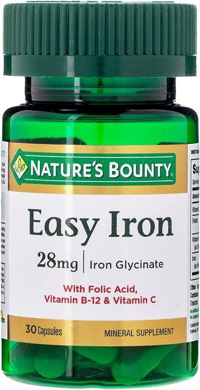 Nature's Bounty Easy Iron, 28mg, 30 Capsules
