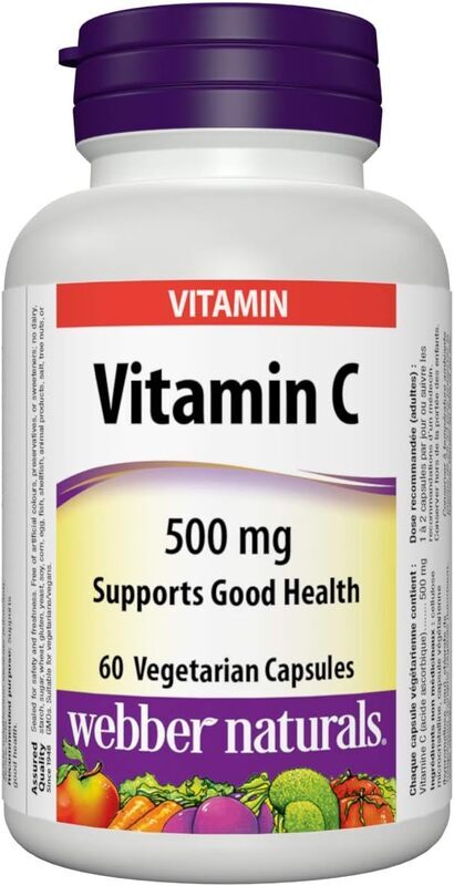 Webber Naturals Vitamin C Vegan Capsules, 500mg, 60 Capsules
