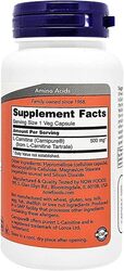 Now Foods L-Carnitine Capsules, 500 mg, 60 Capsules