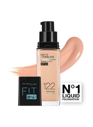 Maybelline New York Fit Me Matte & Poreless Foundation 16h Oil Control with SPF 22, 122, Beige