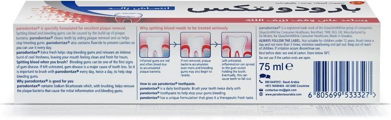 Parodontax Toothpaste for Bleeding Gums Extra Fresh Flavour, 75ml