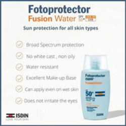 Isdin Fotoprotector Fusion Water Oil Control Fps 50+ Facial Sunscreen. 50Ml