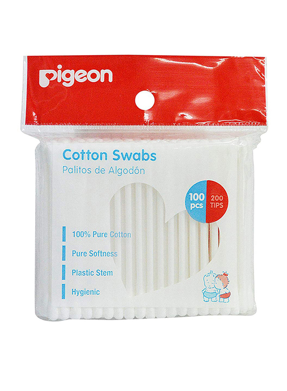 Pigeon Baby Unisex Cotton Swabs, 100 Pieces, White