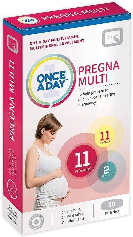 

Quest Once-A-day Pregna Multi- All In One Pregnancy Formula Containing 24 Nutrients Including Folic Acid Iron & Calcium, 30 Tablets