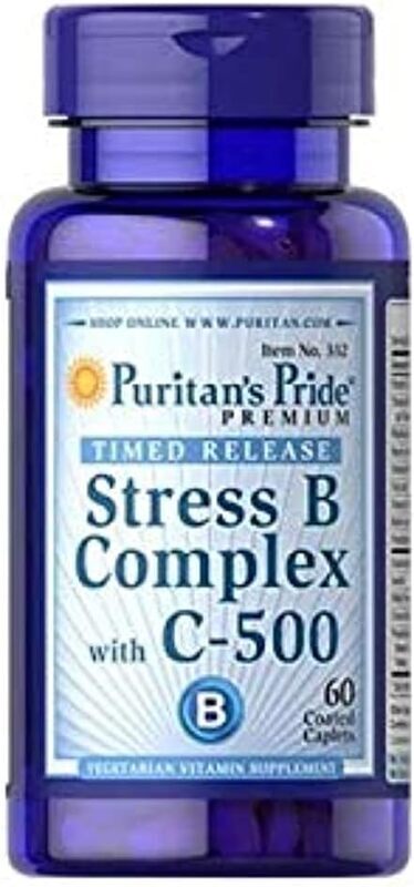 Puritan's Pride Timed Release Stress B Complex with C-500 Caplet, 60 Caplets