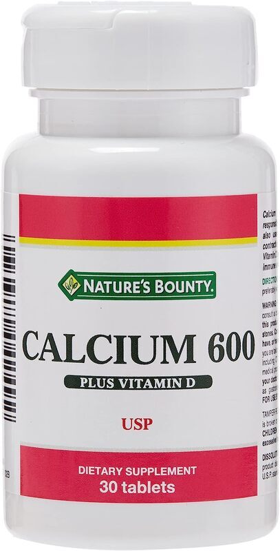 Nature's Bounty Calcium 600 + Vitamin D Tablets, 30 Tablets