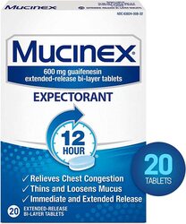 Mucinex Extended-Release Bi-Layer Tablets, 20 Tablets