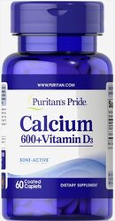 Puritan's Pride Calcium 600+ with Vitamin D3 Dietary Supplement, 60 Caplets