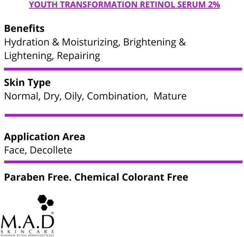 M.A.D Skincare Anti-Aging Youth Transformation Retinol Serum 2%, 30gm