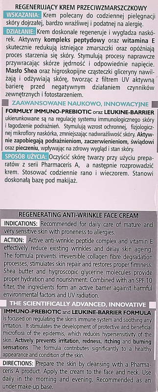 Pharmaceris Ph Sensireneal Allergic & Sensitive Hypoallergenic Regenerating Anti Wrinkle Face Cream, 30ml