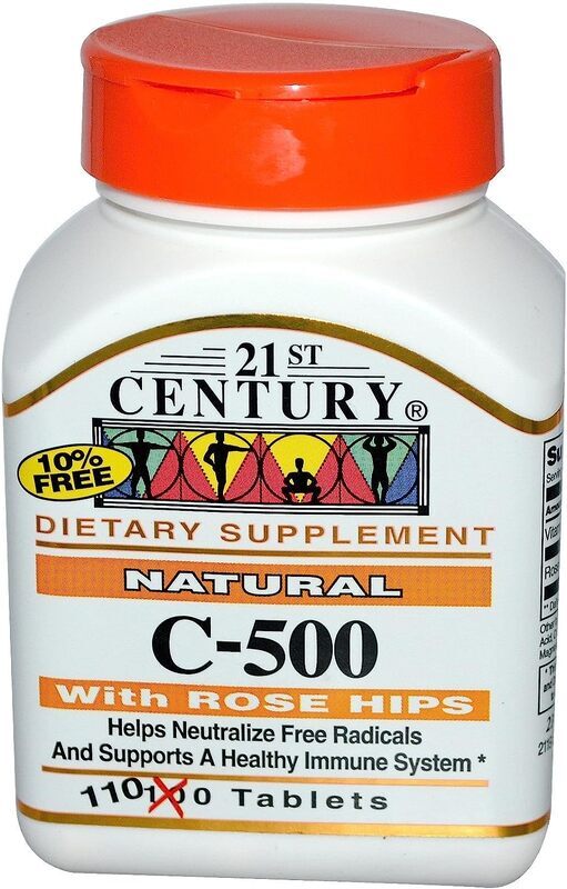 21st Century Vitamin C Rose Hips Dietary Supplement, 500mg, 110 Tablets