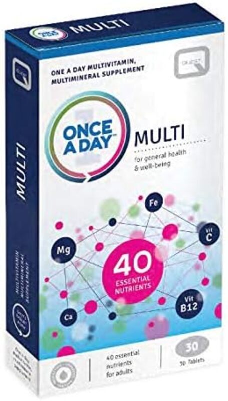 Quest Once-A-Day Contains Nutrients That Reduce Tiredness & Fatigue Providing 17 Vitamin & Vitamin Related Ingredients, 30 Tablets
