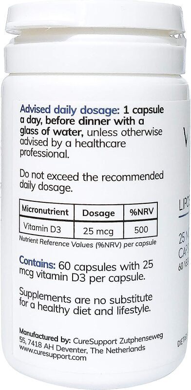 Curesupport Vitrunova Vitamin D3 Liposomal Supplement, 60 Vega Capsules