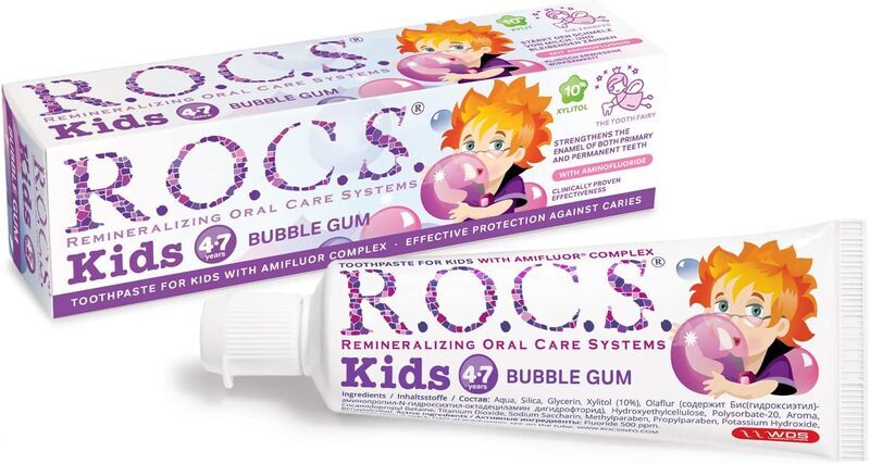Rocs 45gm Bubble Gum Flavour Toothpaste for Kids