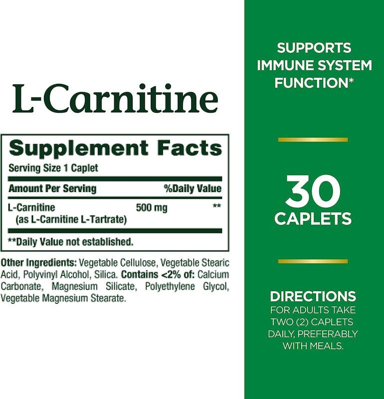 Nature's Bounty L - Carnitine Amino Acid Supplement, 500mg, 30 Caplets