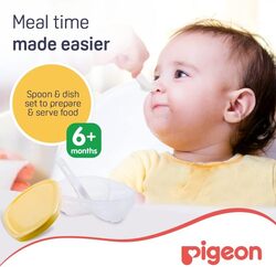 Pigeon BPA-Free Feeding Dish with Feeding Spoon for Refrigerator Storage, 6+ Months, Yellow