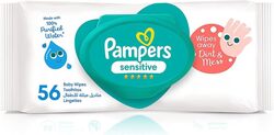 Pampers 56 Wipes Sensitive Protect Baby Wipes Made with 100% Purified Water