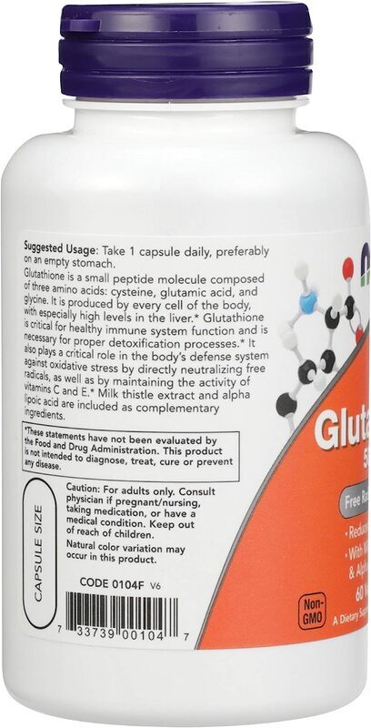 Now Foods Glutathione Dietary Supplement, 500mg, 60 Capsules