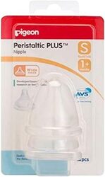 Pigeon Peristaltic Plus Wide Neck Nipples, 1+ Months, Small, 2 Pieces, Clear