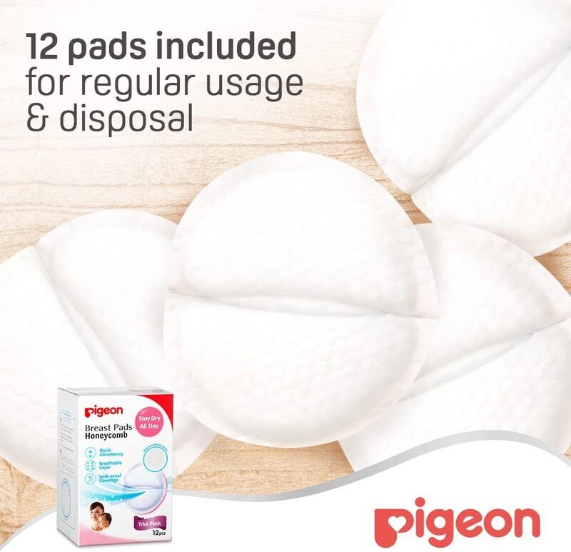 Pigeon Honeycomb Ultra-Slim & Light Breast Pad, 12 Pieces, White