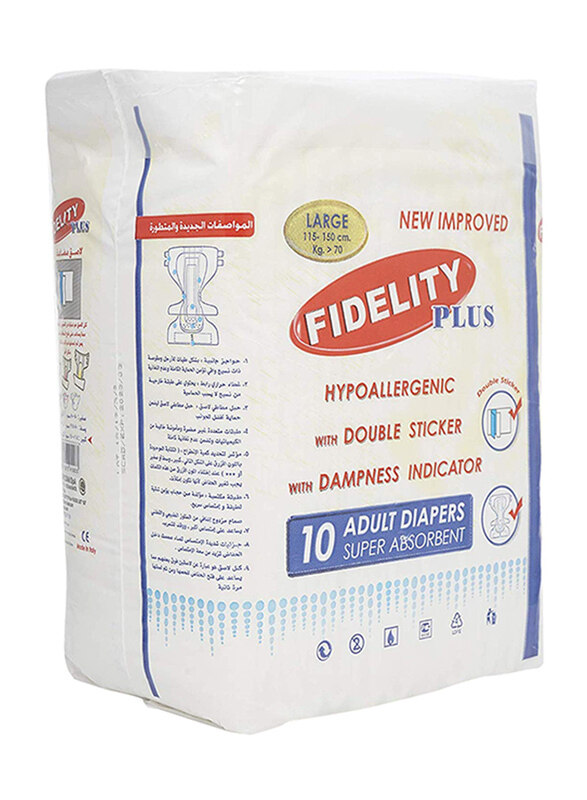 

Fidelity Plus Super Absorbent Adult Diapers, Large, 10 Pieces