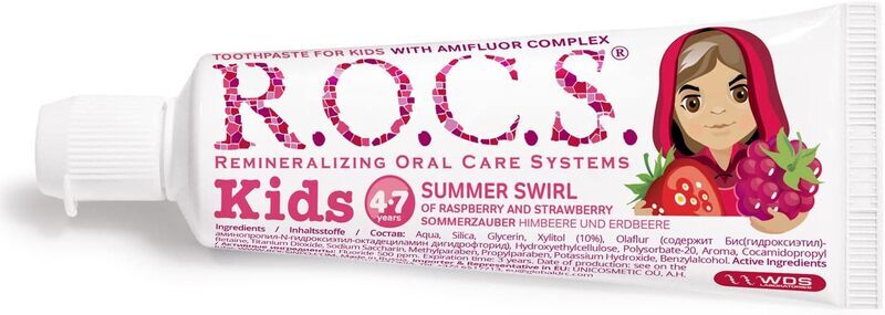 Rocs Kids Summer Swirls Toothpaste with Raspberry And Strawberry Flavour, 35ml