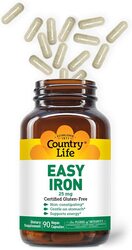 Country Life Easy Iron Dietary Supplement, 25mg, 90 Capsules