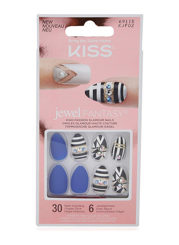 Kiss KJF02 Jewel Fantasy High Fashion Glamour Nails, Multicolour
