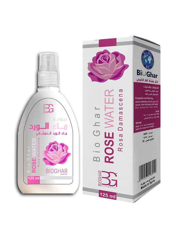 Bioghar Organic Rose Water 100% Pure Rosa Damascena Face Mist, 125ml