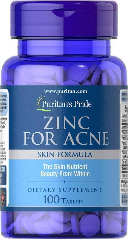 

Puritan's Pride Zinc for Acne Skin Formula Dietary Supplement, 100 Tablets