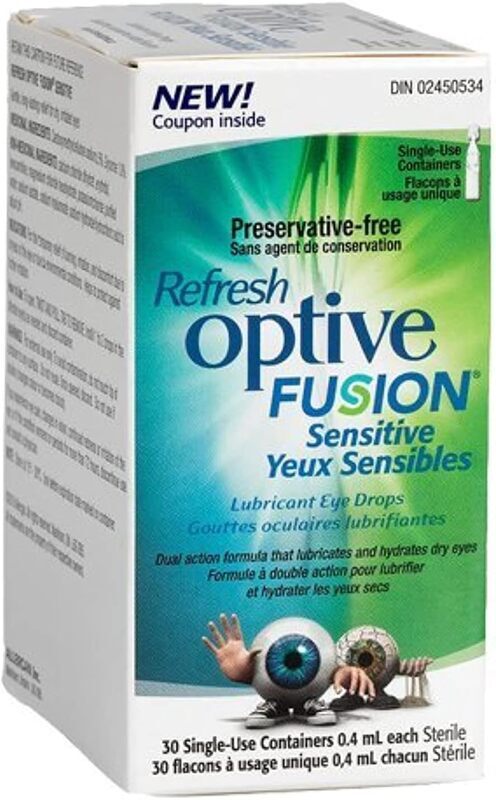 Optive Refresh Optive Fusion Sensitive Lubricant Eye Drop, 0.4ml x 30 Pieces