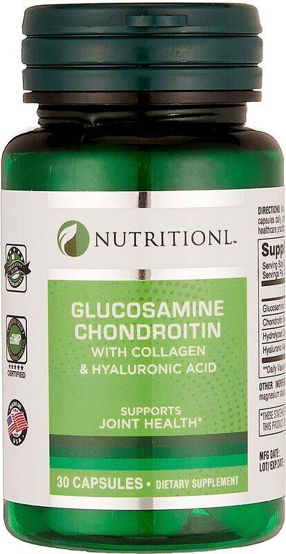 

Nutritionl Glucosamine Chondroitin Dietary Supplement with Collagen & Hyaluronic Acid, 30 Capsules