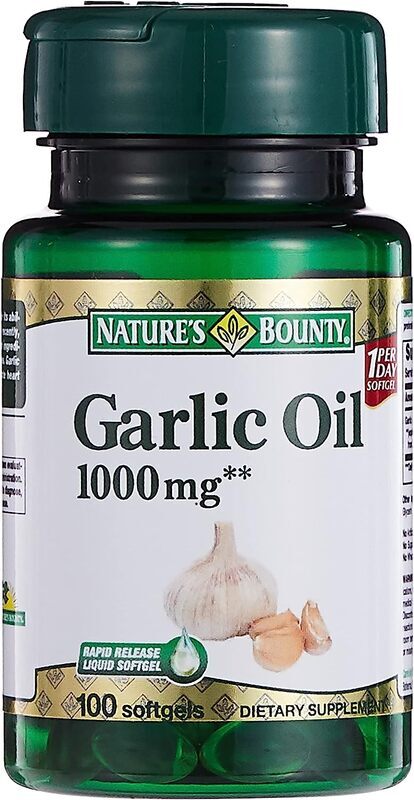 Nature's Bounty Garlic Oil Herbal Supplement, 1000mg, 100 Softgels