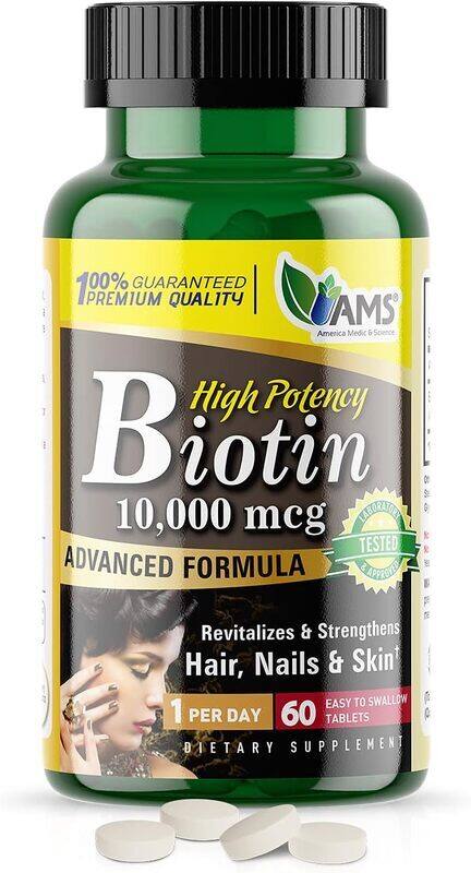 

AMS High Potency Biotin, 10000mcg, 60 Tablets